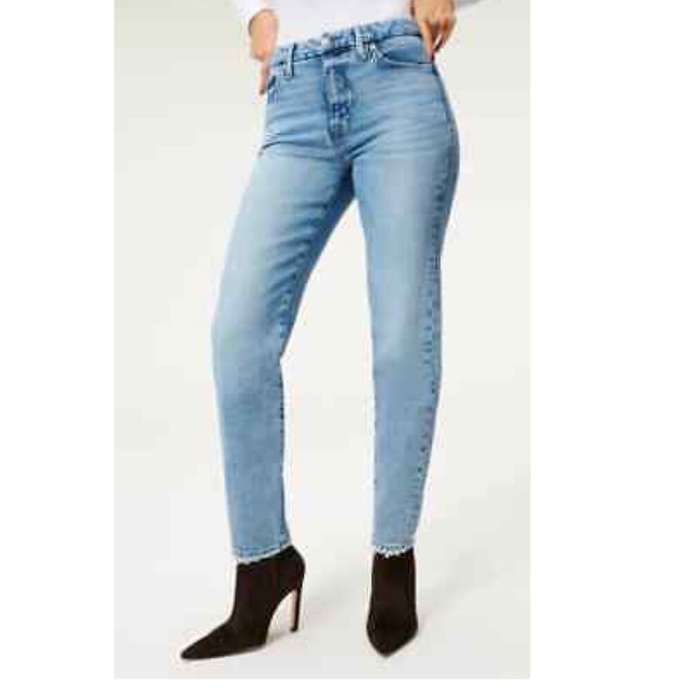 Good American Women's The Weekender Straight Leg Light Wash Jeans Size 14/32
